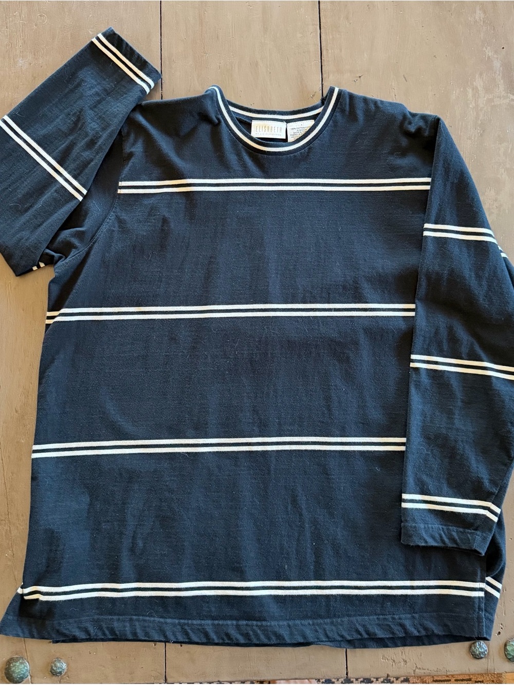 Black and White Stripe Long-Sleeve Shirt by Elisabeth by Liz Claiborne